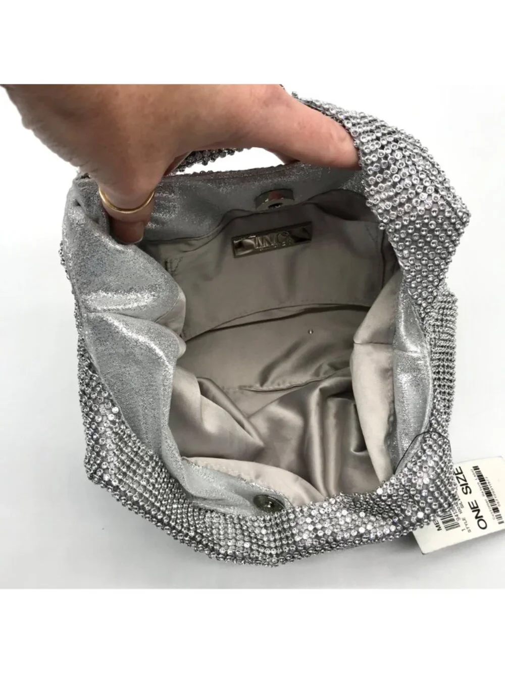 I.N.C. International Concepts Silver Mesh Crystal Hobo Bag